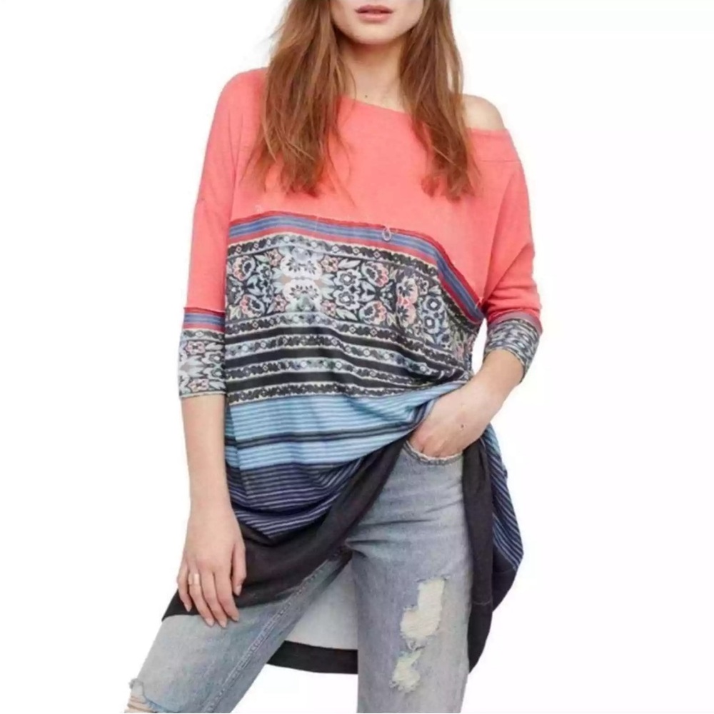 FREE PEOPLE Steppin' Out Dress Tunic Artsy Boho Bohemian Multicolor XS